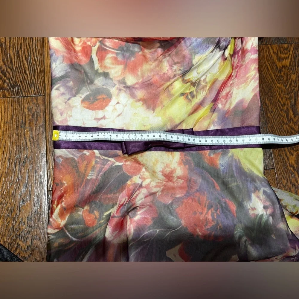 NWOT Mac Duggal 100% silk Vibrant Floral knee length Sleeve Dress size 4 - Picture 6 of 6